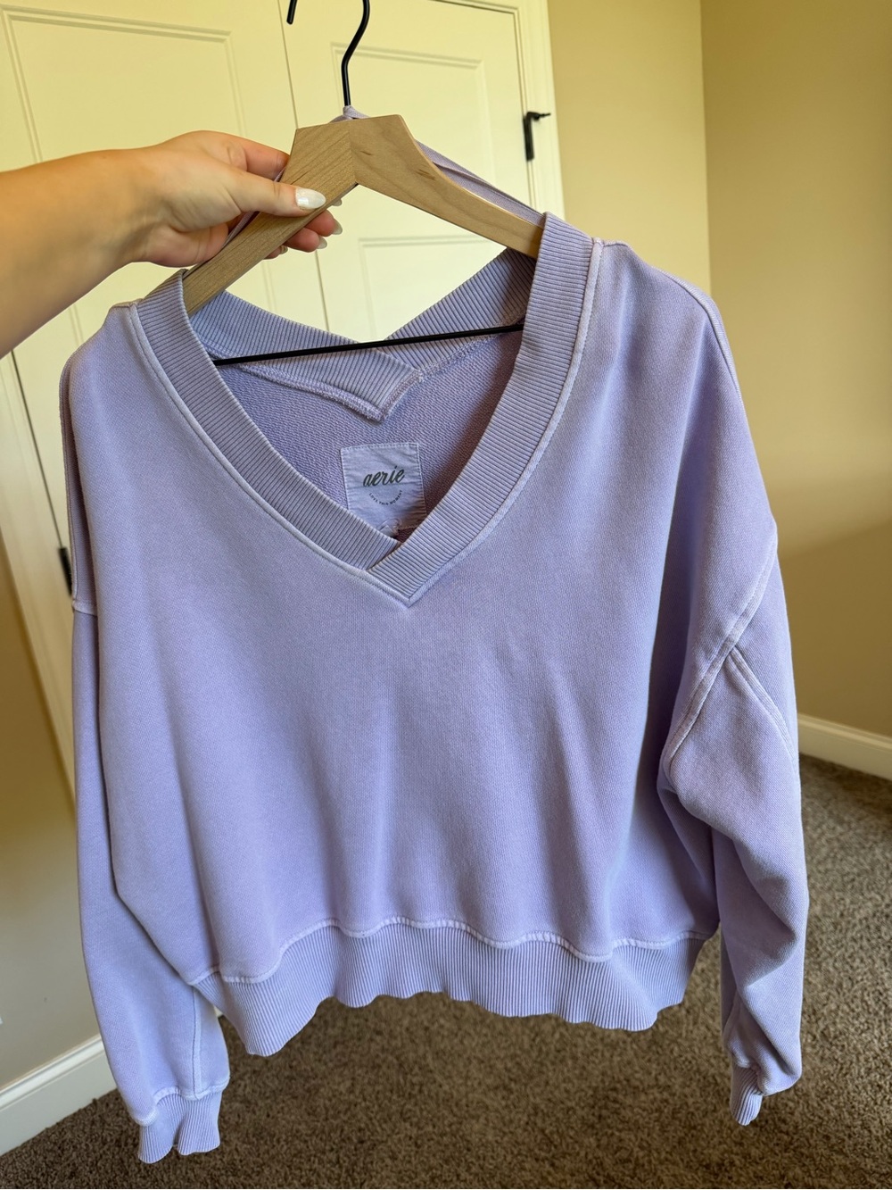 AERIE Lavender V-Neck Sweatshirt